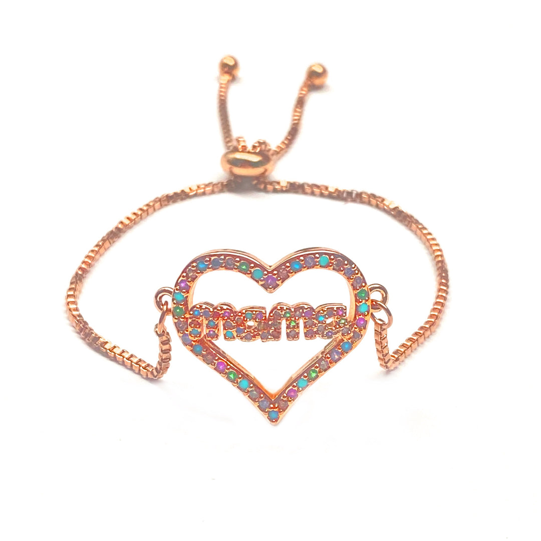 Pulsera Acero 💗 Corazón Mamá Oro Rosa