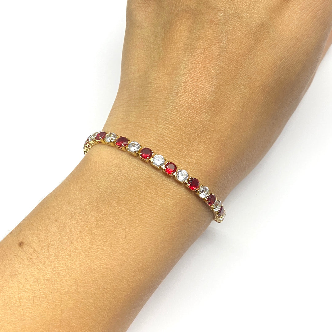 Pulsera Acero ⚪️🔴 Tenis Dorada