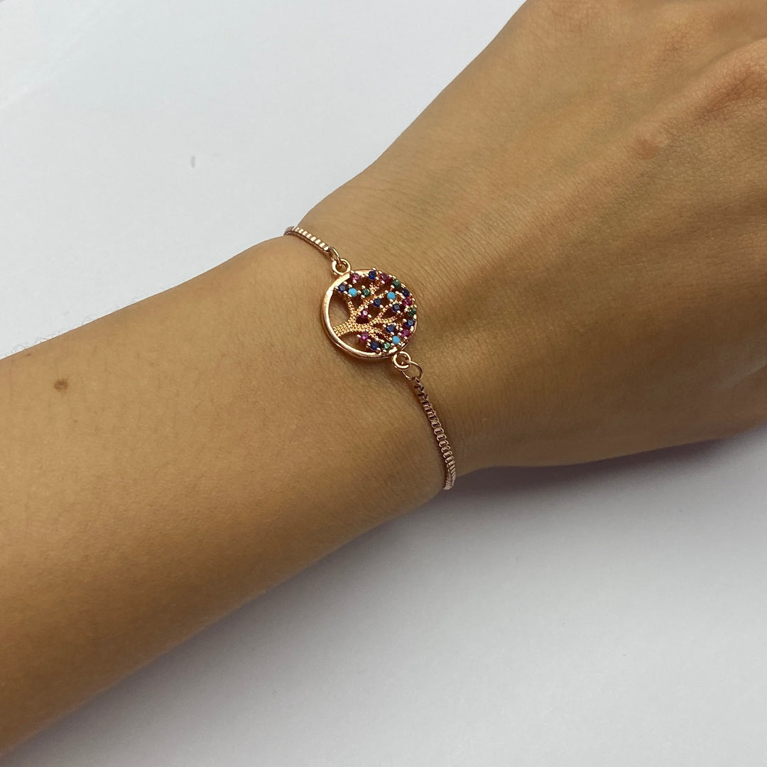 Pulsera Acero 🌳 Árbol Oro Rosa